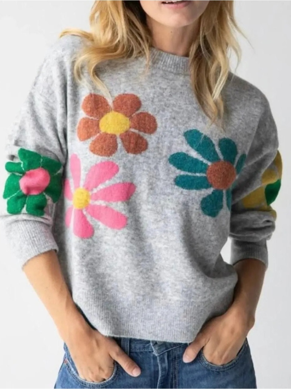 Natural Life Everyone's Favorite Sweater Flower Print